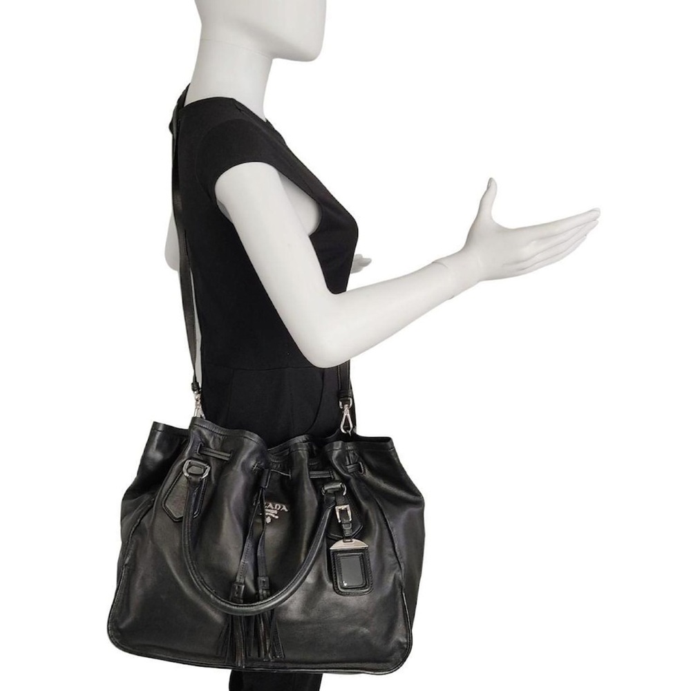 Prada Fringe Black Leather Womans Bag - Picture 2 of 9